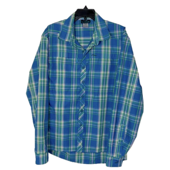 Exterus Outdoor Development Men’s Blue & Green Button Down Long Sleeve Shirt - L - Picture 1 of 9